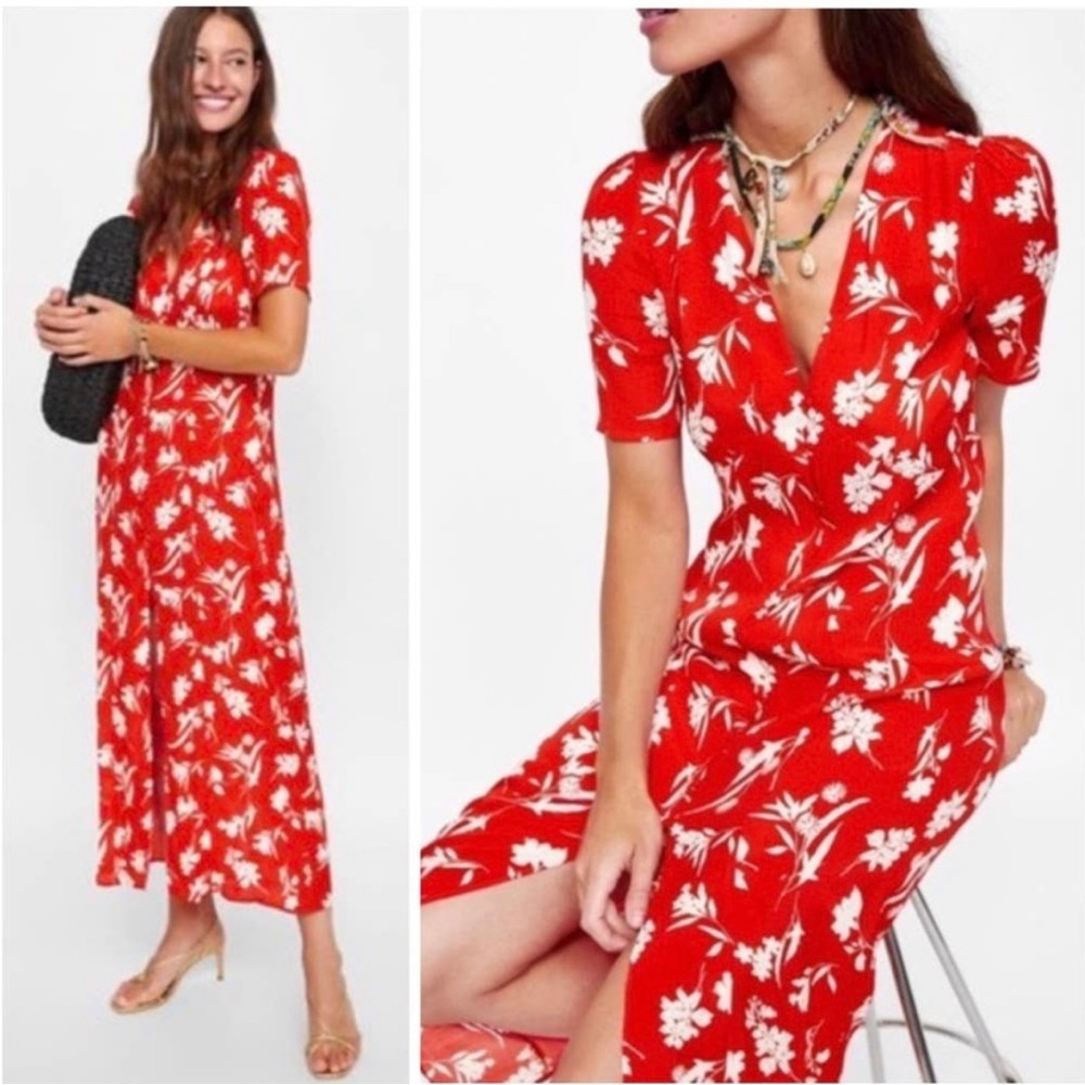 Zara Red Floral Dress